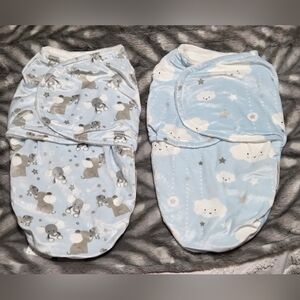 NEW Blankets And Beyond Swaddles Set Newborn 0-3 Month 👶 Clouds+Elephants Soft